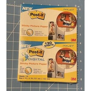 3M POST-IT Brand Sticky Picture Paper 130 MATTE Inkjet Sheets 4”x6” NOS SP46130C